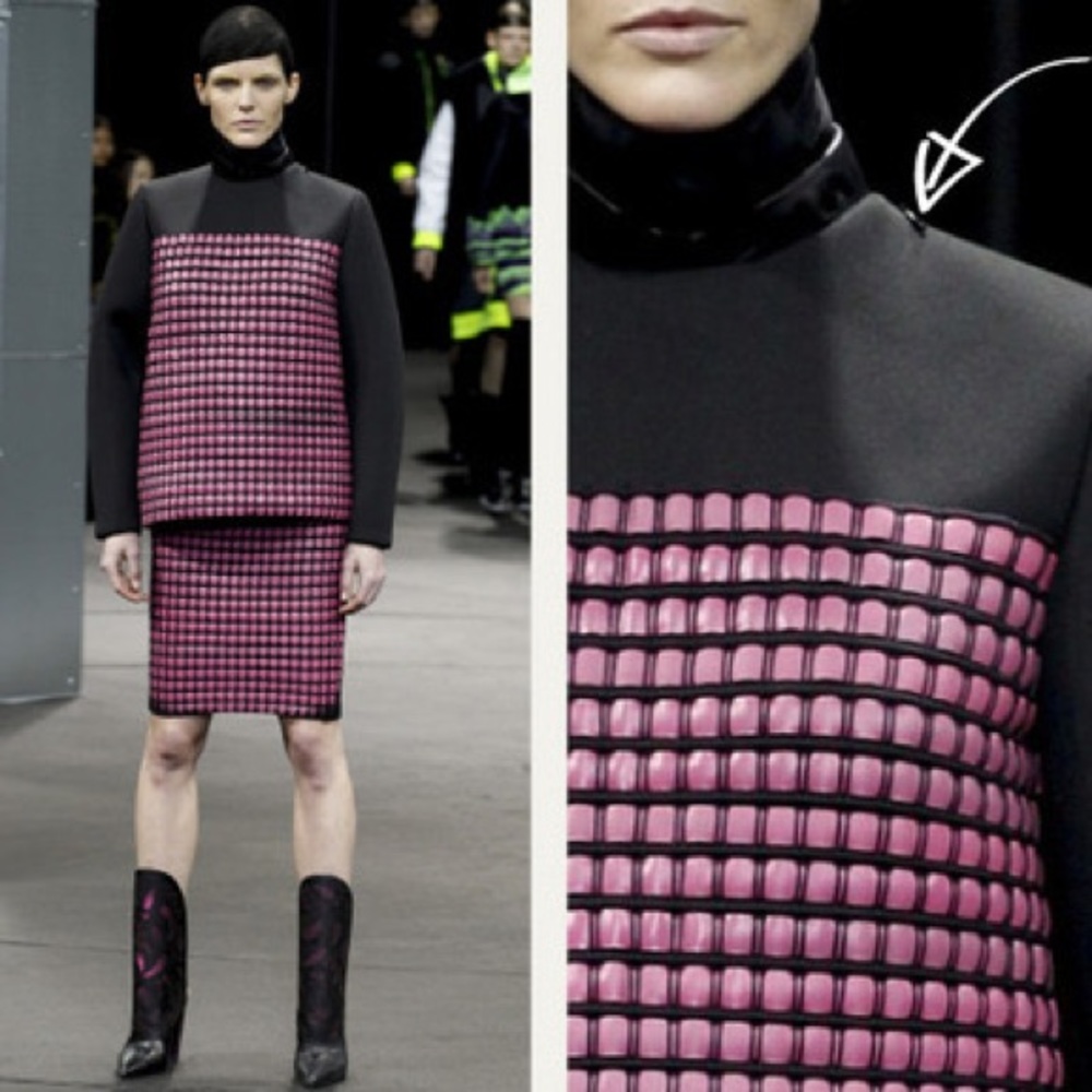 ALEXANDER WANG heat sensitive skirt flamingo pink black leather